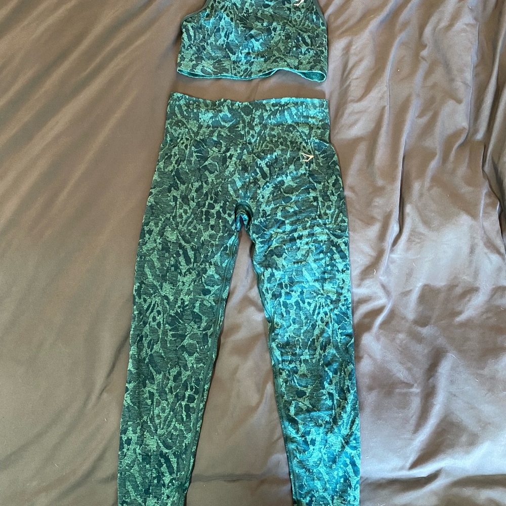 Gymshark Girls' Teal Patterned Leggings